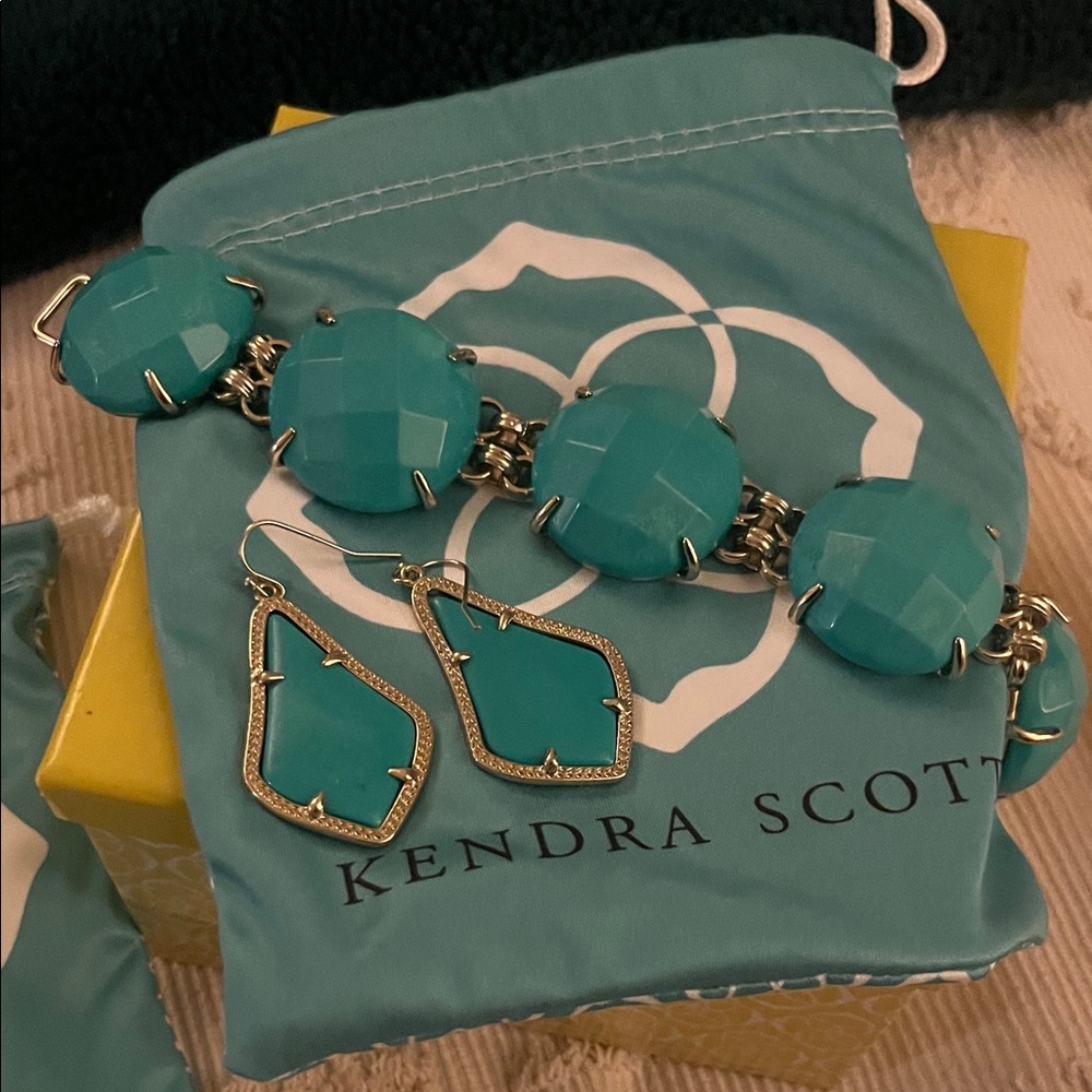 Kendra Scott Turquoise Bracelet and Earring Set